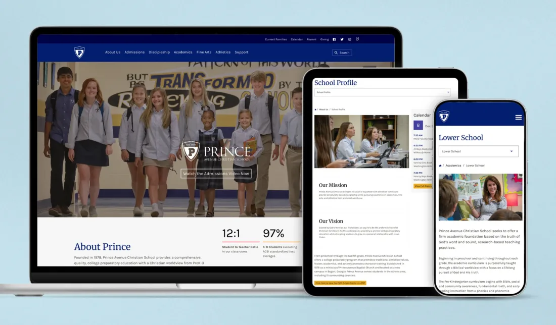 Prince Avenue Christian School website